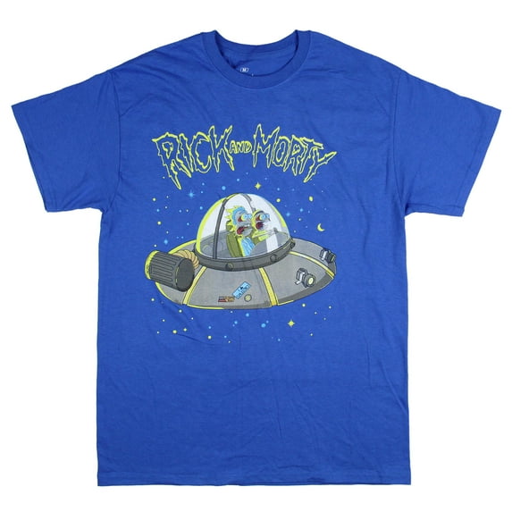 Rick and Morty Men's Spaceship Terrified Faces Adult Graphic T-Shirt