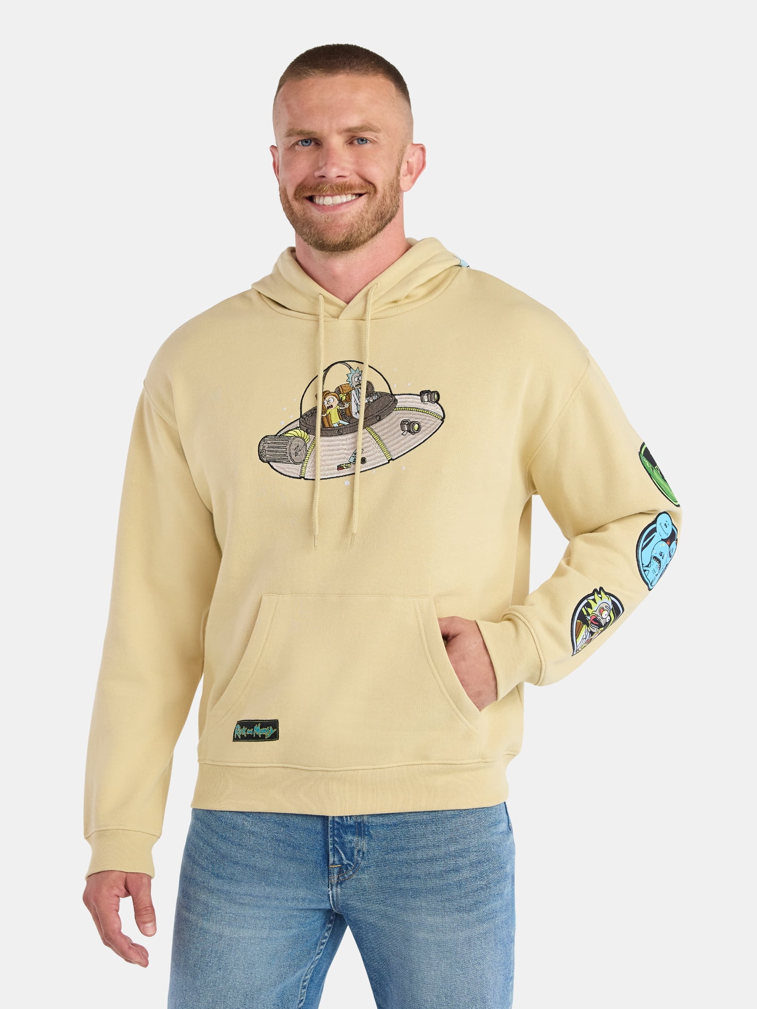 Rick and Morty Men’s and Big Men's Embroidered Graphic Hoodie, Sizes S-3XL