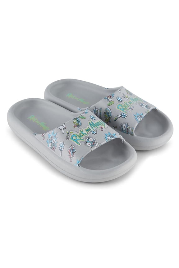 Men's Slides, Comfort Foam Printed Slip-on Slippers Grey – 8/9