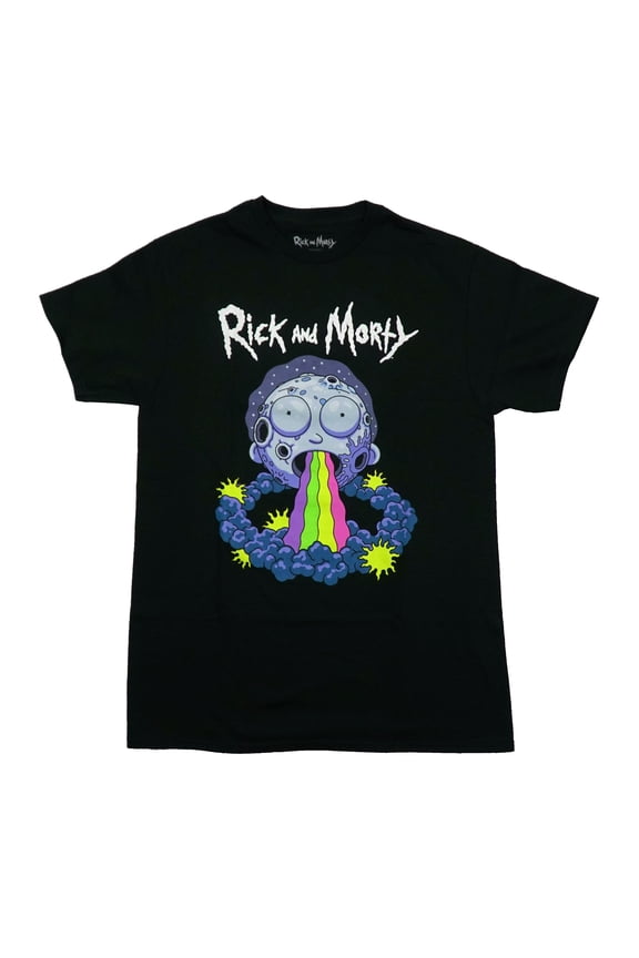 Rick and Morty Mens T-Shirt - Trippy Rainbow Vomit
