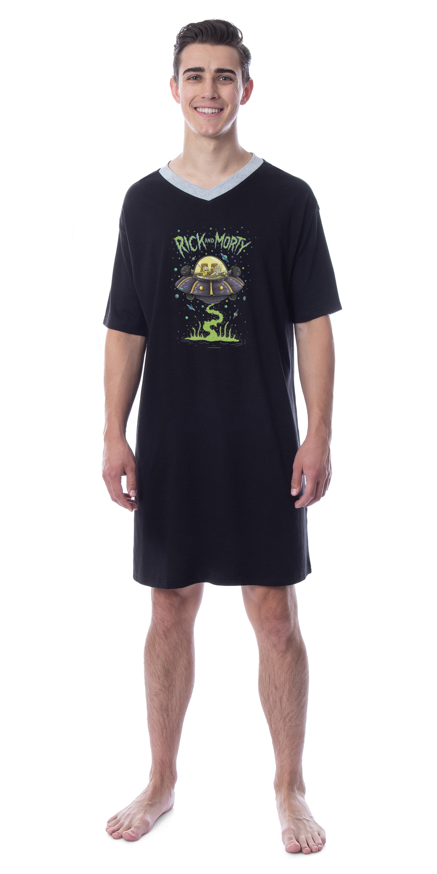 Rick and Morty Mens' TV Show Series Drunk Spaceship Sleep Pajama Shirt ...
