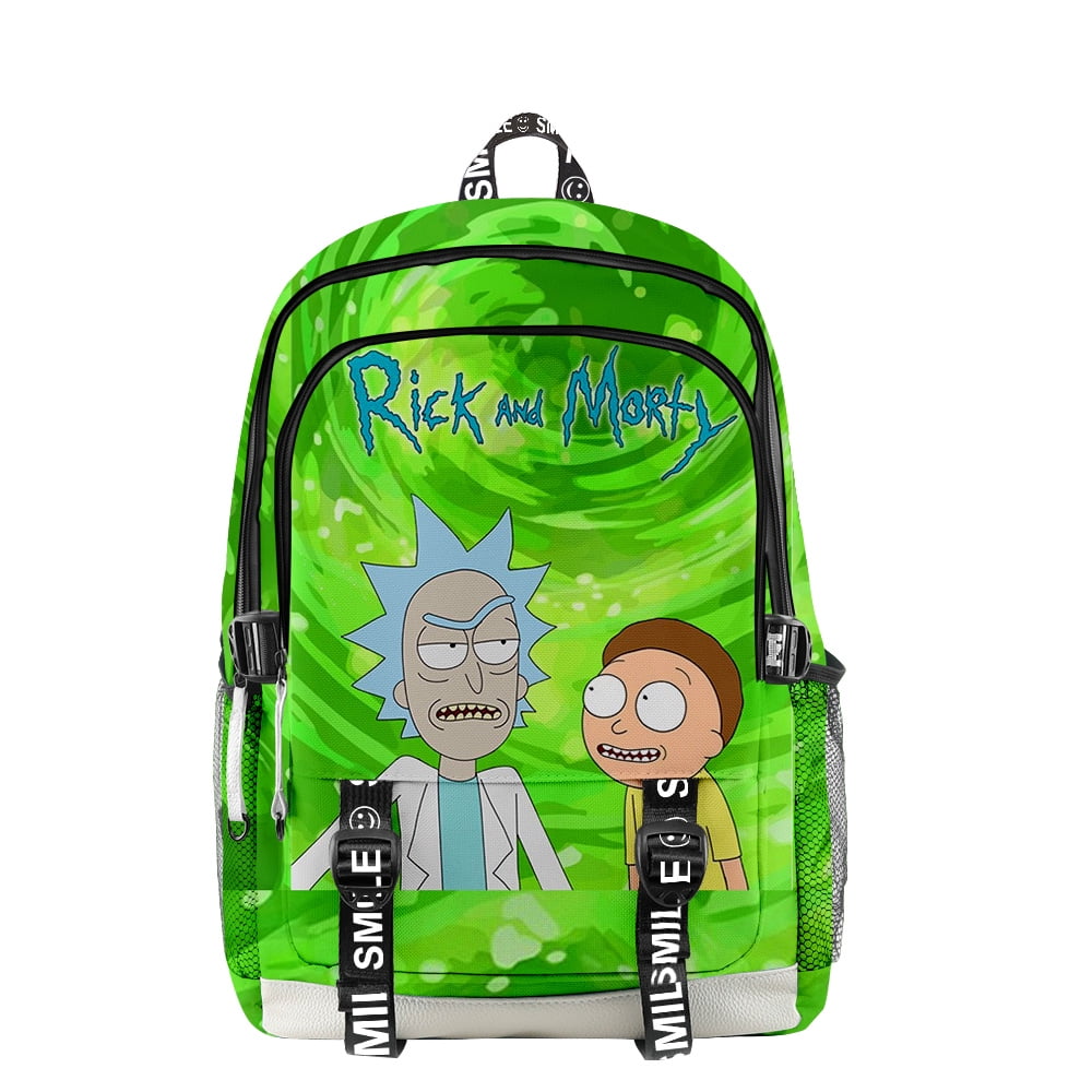 Rick and Morty Merch Cloth Backpack Multi Zipper Student large capacity school bag Travel Backoacks Walmart
