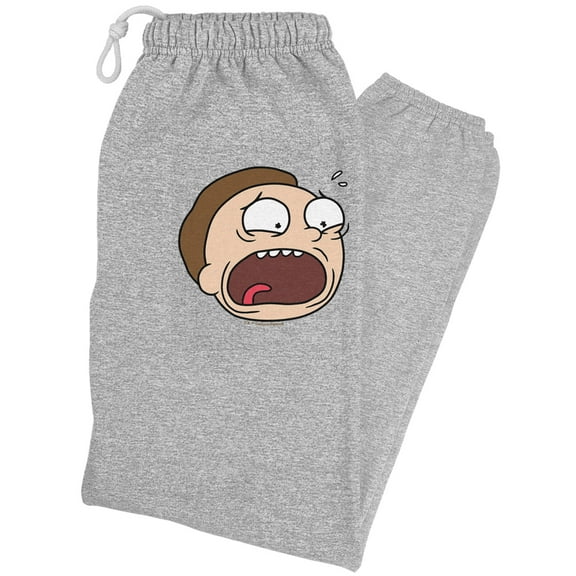 Rick and Morty Morty Headshot Unisex Jogger Sweatpants for Men and Women, Athletic Heather, 2X-Large