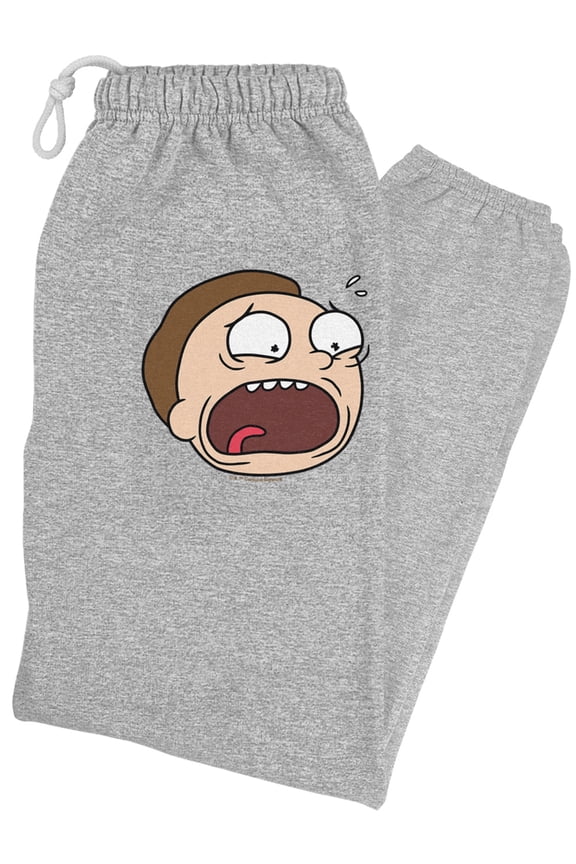 Rick and Morty Morty Headshot Unisex Jogger Sweatpants for Men and Women, Athletic Heather, Medium