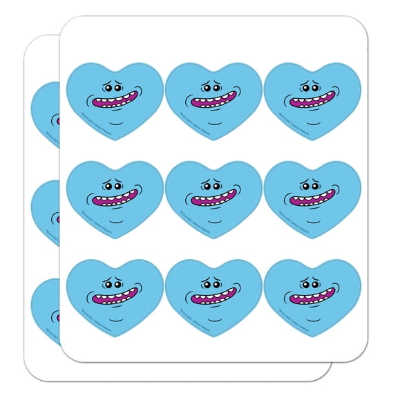 Rick and Morty Mr. Meeseeks Face Heart Shaped Planner Calendar Scrapbook Craft Stickers