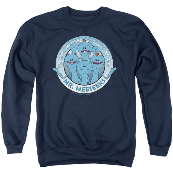 Rick and Morty Mr Meeseeks Unisex Adult Crewneck Sweatshirt, Mr Meeseeks, X-Large