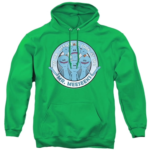 Rick and Morty Mr Meeseeks Unisex Adult Pull-Over Hoodie, Kelly Green, Large