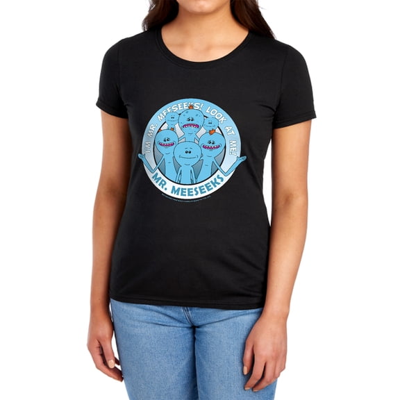 Rick and Morty Mr Meeseeks Women's T Shirt, Black, Small