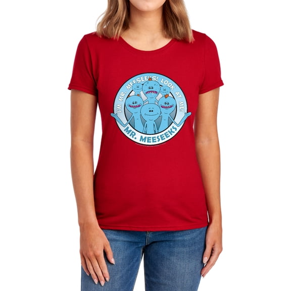 Rick and Morty Mr Meeseeks Women's T Shirt, Red, Medium