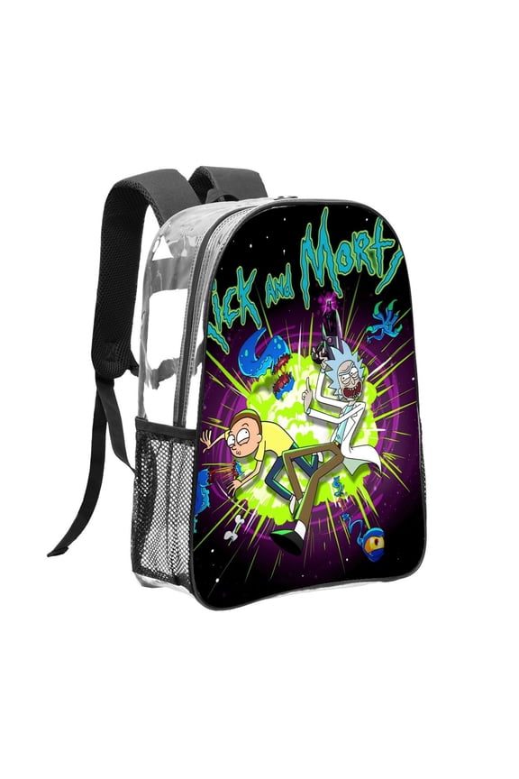 Rick and Morty Pattern Transparent Backpack Lightweight And fashionable Showcasing Personality And Leading The Trend