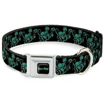Rick and Morty Pet Collar, Dog Collar Metal Seatbelt Buckle, Rick and Morty Psychedelic Monster Pose Black Greens, 9.5 to 13 Inches 1.0 Inch Wide
