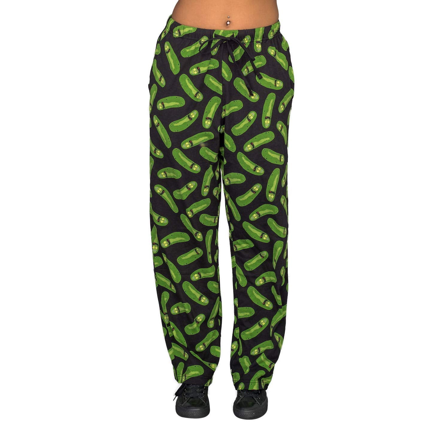 【SCENERITY】Morty Semi Slacks Rick and Morty Pickle Rick Black and Green Lounge Pants