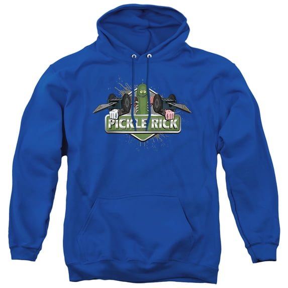 Rick and Morty Pickle Rick Unisex Adult Pull-Over Hoodie, Royal, Medium
