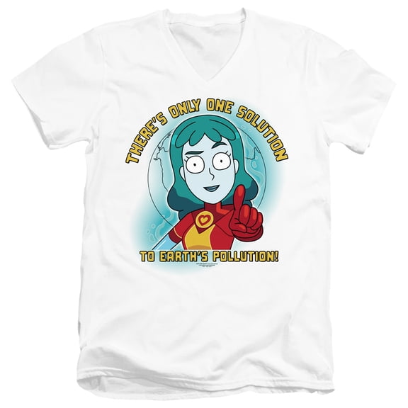 Rick and Morty Planetina Unisex Adult V-Neck T Shirt, Planetina, Small