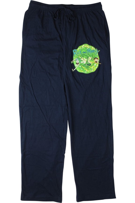 Rick and Morty Portal Logo Men's Black Lounge Sleep Pajama Pants