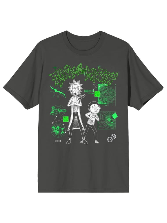 Rick and Morty Portal Math Men's Charcoal Short-Sleeve Tee-Small