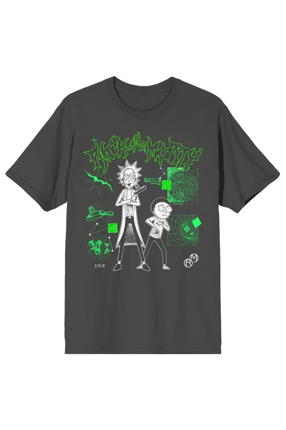Rick and Morty Portal Math Men's Charcoal Short-Sleeve Tee-XL