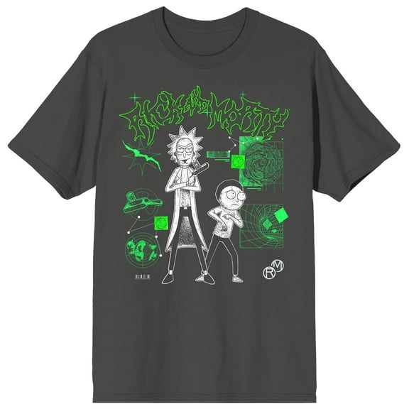 Rick and Morty Portal Math Men's Charcoal Short-Sleeve Tee-XXL