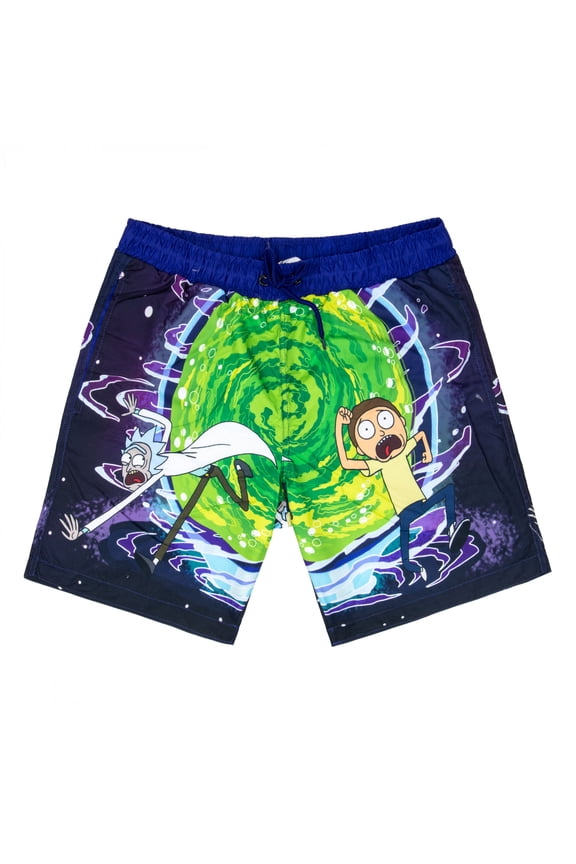 Rick  and  Morty Portal Run Swim Board Shorts-XLarge