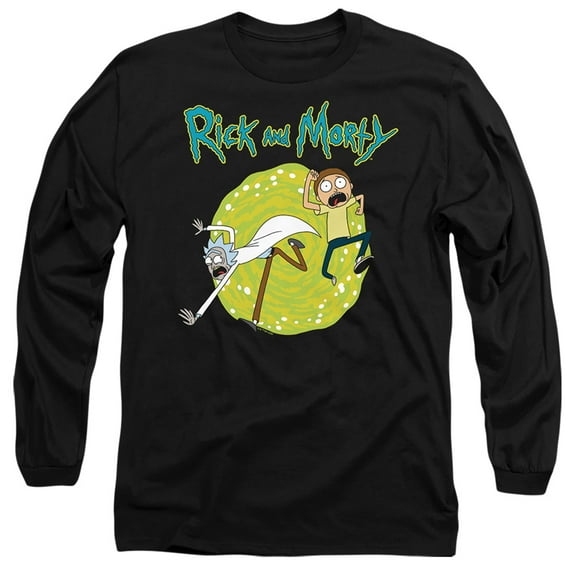 Rick and Morty Portal Unisex Adult Long-Sleeve T Shirt,Black, Medium