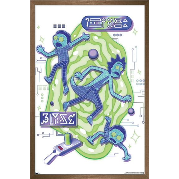 Rick and Morty - Portal Vaporick Wall Poster, 14.725" x 22.375" Framed