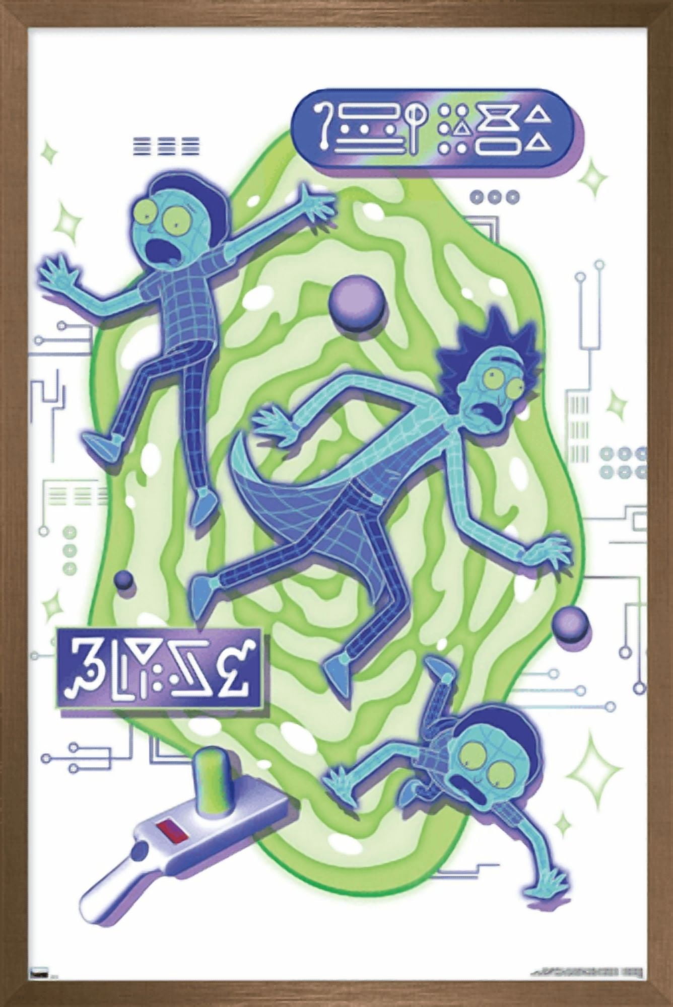 Rick and Morty - Portal Vaporick Wall Poster, 22.375" x 34" Framed