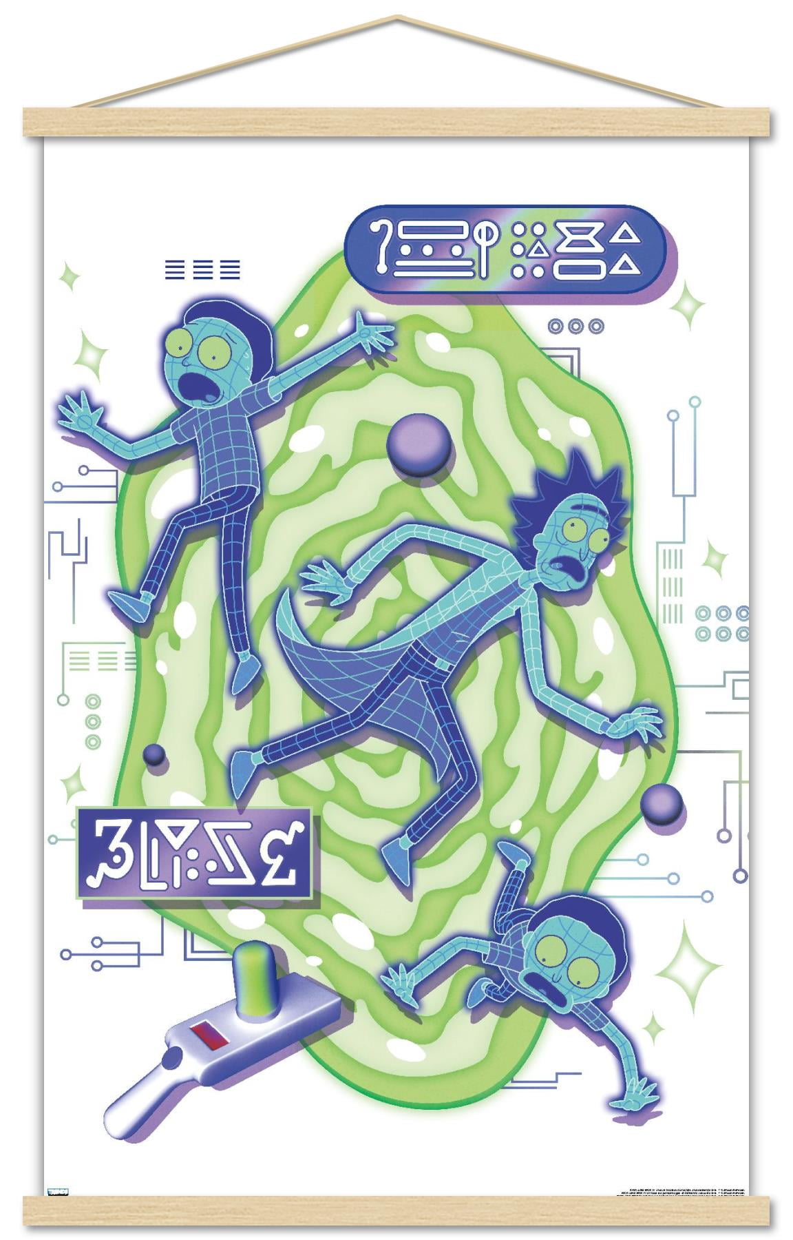 Rick and Morty - Portal Vaporick Wall Poster with Magnetic Frame, 22.375" x 34"