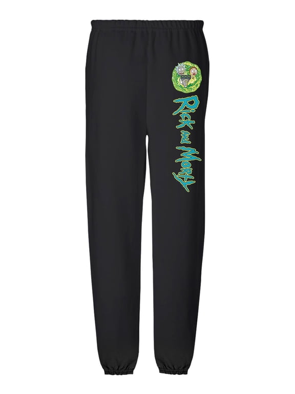 Rick and Morty Portal and Logo Unisex Jogger Sweatpants with Pockets for Men and Women, Black, Medium