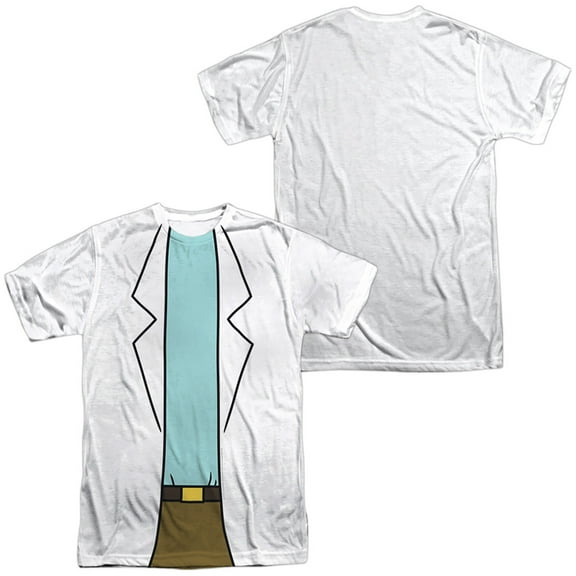 Rick and Morty Rick Lab Coat (Front/Back Print) Unisex Adult Sublimated T Shirt, Multi, Medium