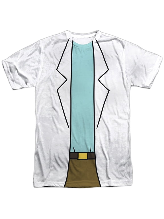 Rick and Morty Rick Lab Coat Unisex Adult Front Only Sublimated T Shirt, Multi, X-Large