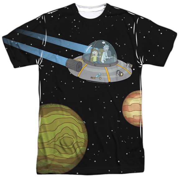 Rick and Morty Rick and Morty in Space Unisex Adult Front Only Sublimated T Shirt, Multi, Medium