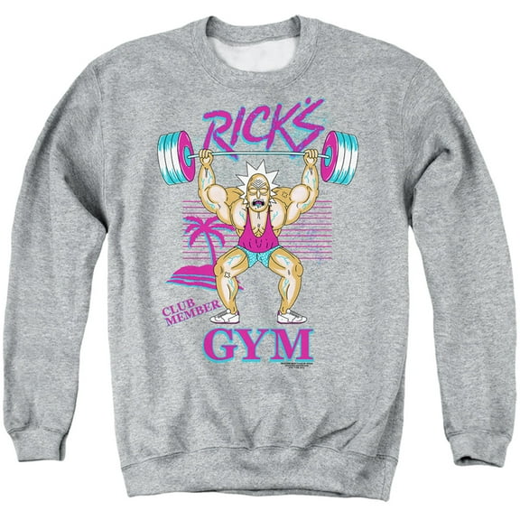 Rick and Morty Ricks Gym Unisex Adult Crewneck Sweatshirt, Ricks Gym, 3X-Large