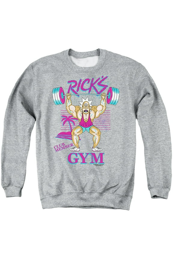 Rick and Morty Ricks Gym Unisex Adult Crewneck Sweatshirt, Ricks Gym, Small
