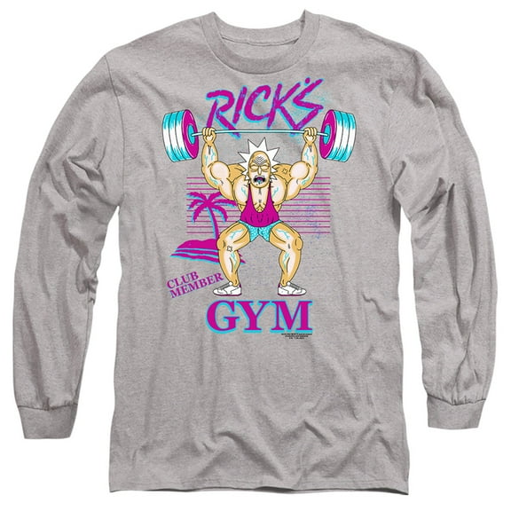 Rick and Morty Ricks Gym Unisex Adult Long-Sleeve T Shirt, Ricks Gym, Small