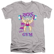 Rick and Morty Ricks Gym Unisex Adult V-Neck T Shirt, Ricks Gym, Medium