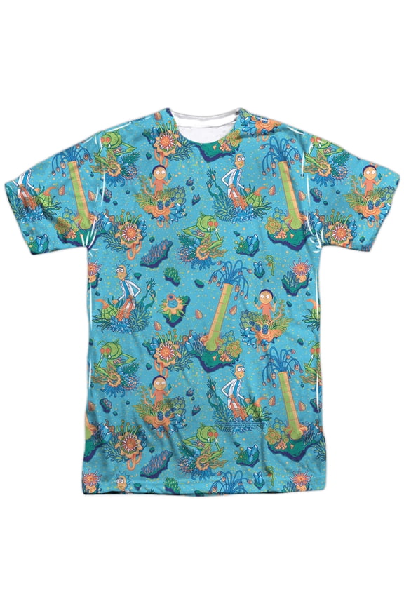 Rick and Morty Ricktanical Unisex Adult Front Only Sublimated T Shirt, Multi, Medium