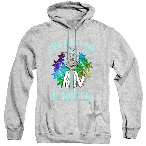 Rick and Morty School Unisex Adult Pull-Over Hoodie, Athletic Heather, X-Large