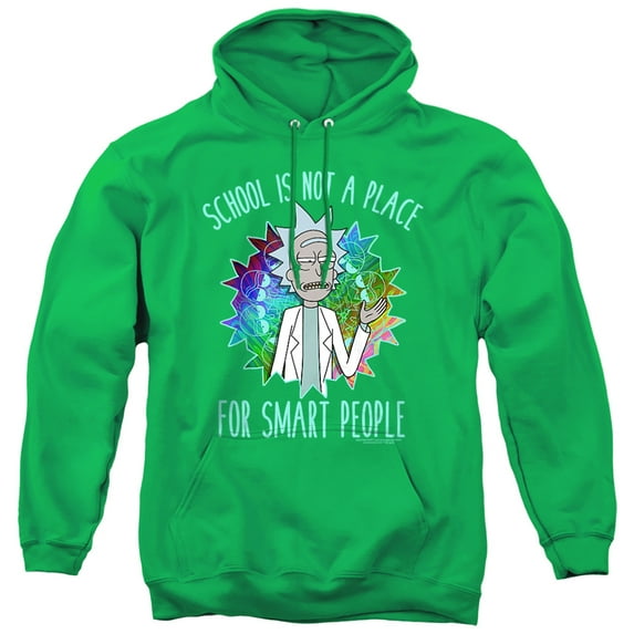 Rick and Morty School Unisex Adult Pull-Over Hoodie, Kelly Green, Medium