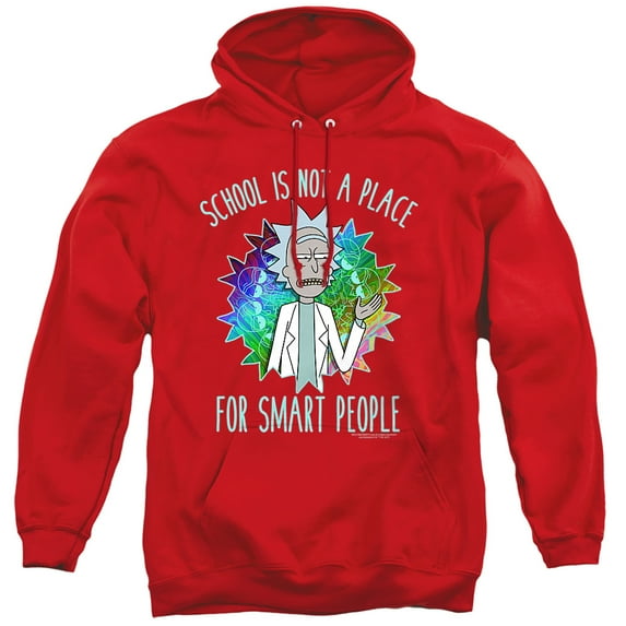 Rick and Morty School Unisex Adult Pull-Over Hoodie, Red, 2X-Large