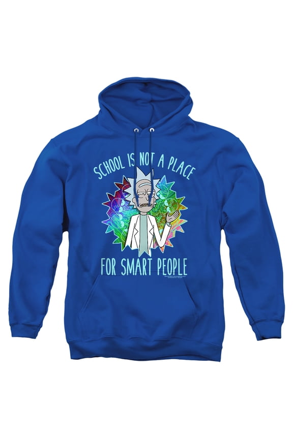 Rick and Morty School Unisex Adult Pull-Over Hoodie, Royal, Small