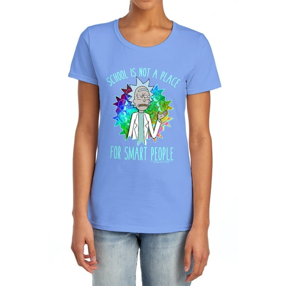 Rick and Morty School Women's T Shirt, Carolina Blue, 2X-Large