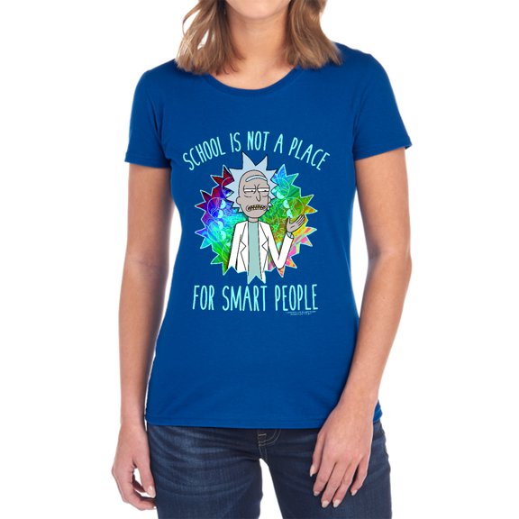 Rick and Morty School Women's T Shirt, Royal, Large