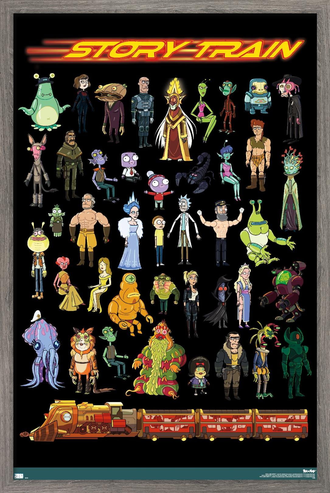 Rick and Morty - Story Train Wall Poster, 14.725" x 22.375", Framed