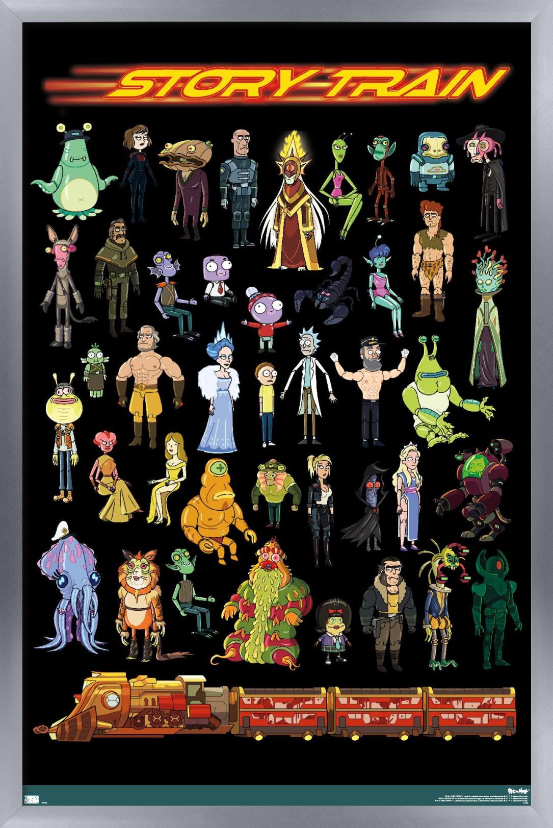Rick and Morty - Story Train Wall Poster, 22.375" x 34", Framed