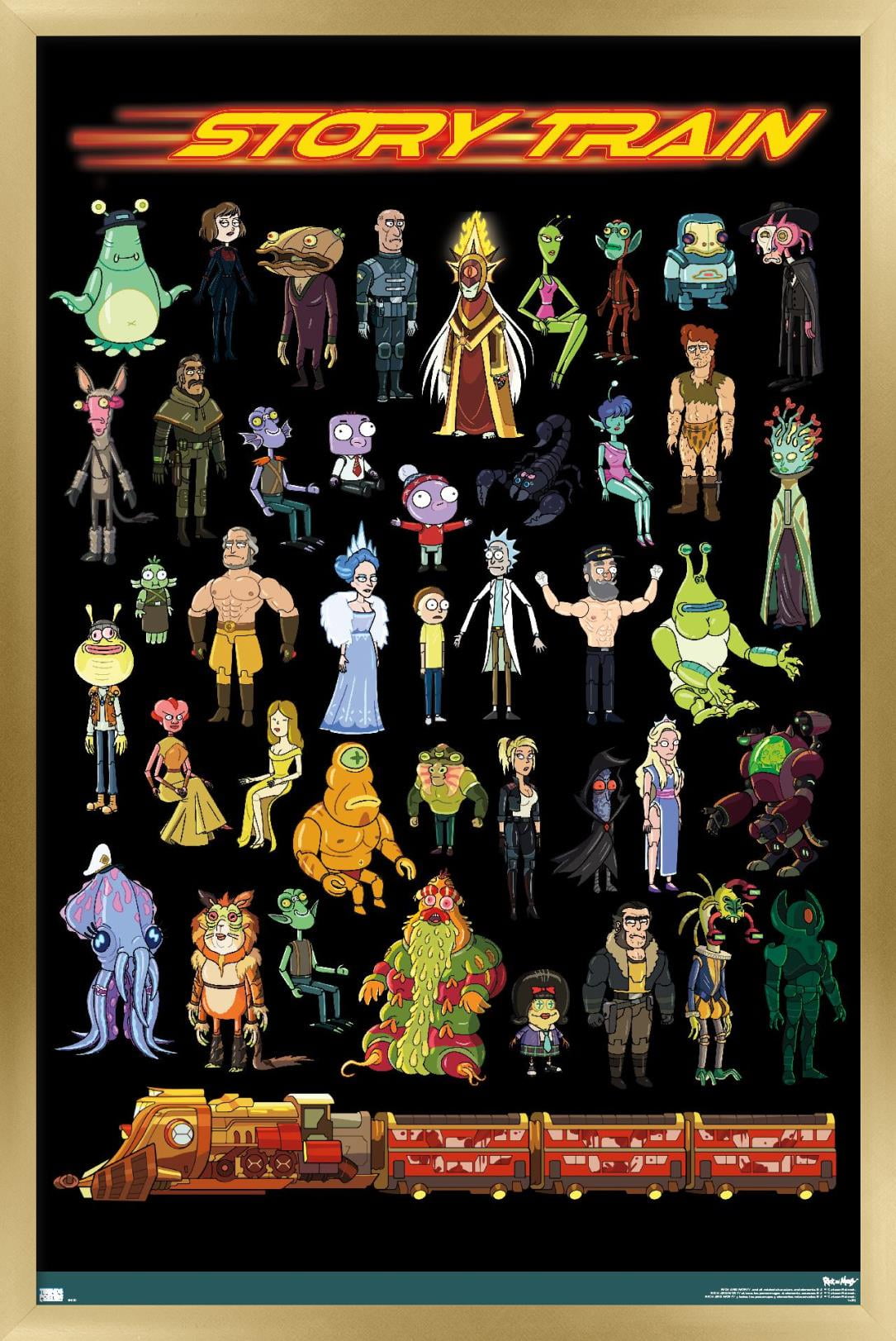 Rick and Morty - Story Train Wall Poster, 22.375" x 34", Framed