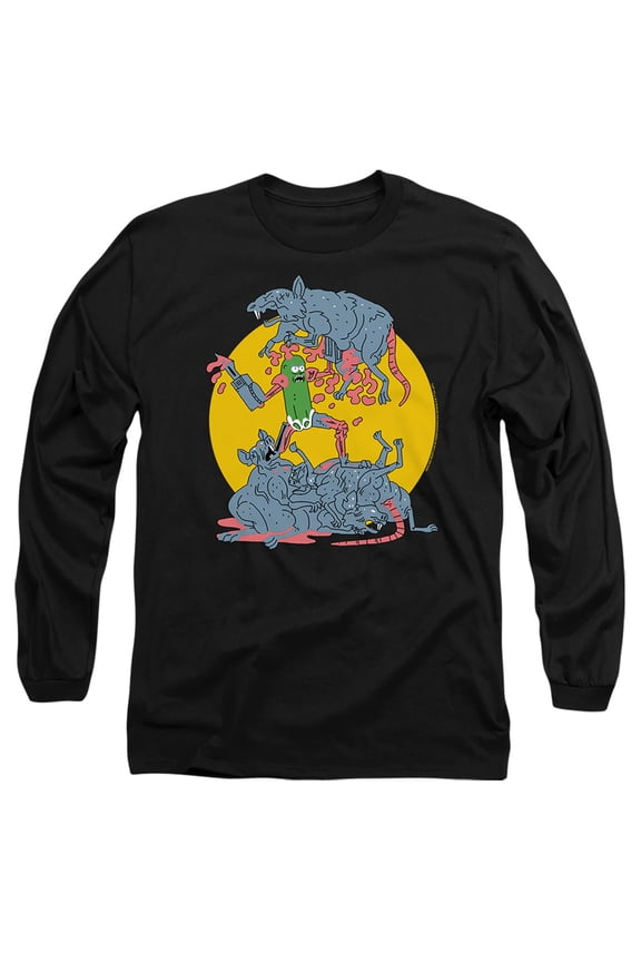 Rick and Morty The Adventures of Pickle Rick Unisex Adult Long-Sleeve T Shirt, The Adventures of Pickle Rick, Small