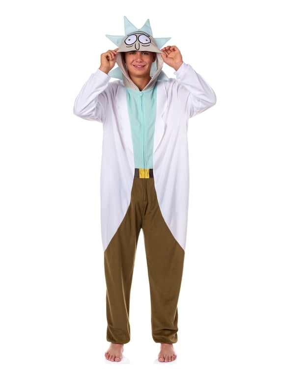 Rick and Morty Union Suit Men's Rick Fleece One Piece Hooded Costume Pajama Loungewear Sleepwear