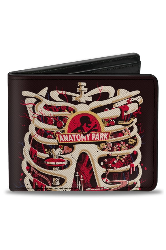 Rick and Morty Wallet, Bifold, Rick and Morty Anatomy Park Rib Cage Scene Black, Vegan Leather