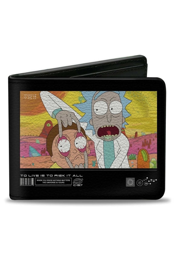 Rick and Morty Wallet, Bifold, Rick and Morty To Live Is To Risk It All Pose Multi Color, Vegan Leather