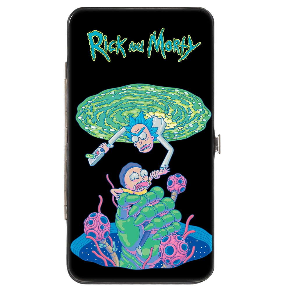 Rick And Morty Vegan Leather Wallet With Zip Closure, Portal Battle Scene Design - View #10